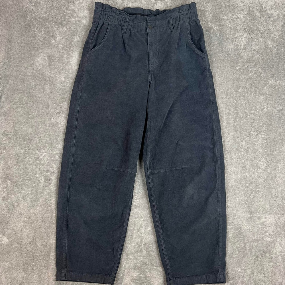 American Eagle Corduroy Barrel Pants Womens 10‎ L Grey Baggy Wide Leg
